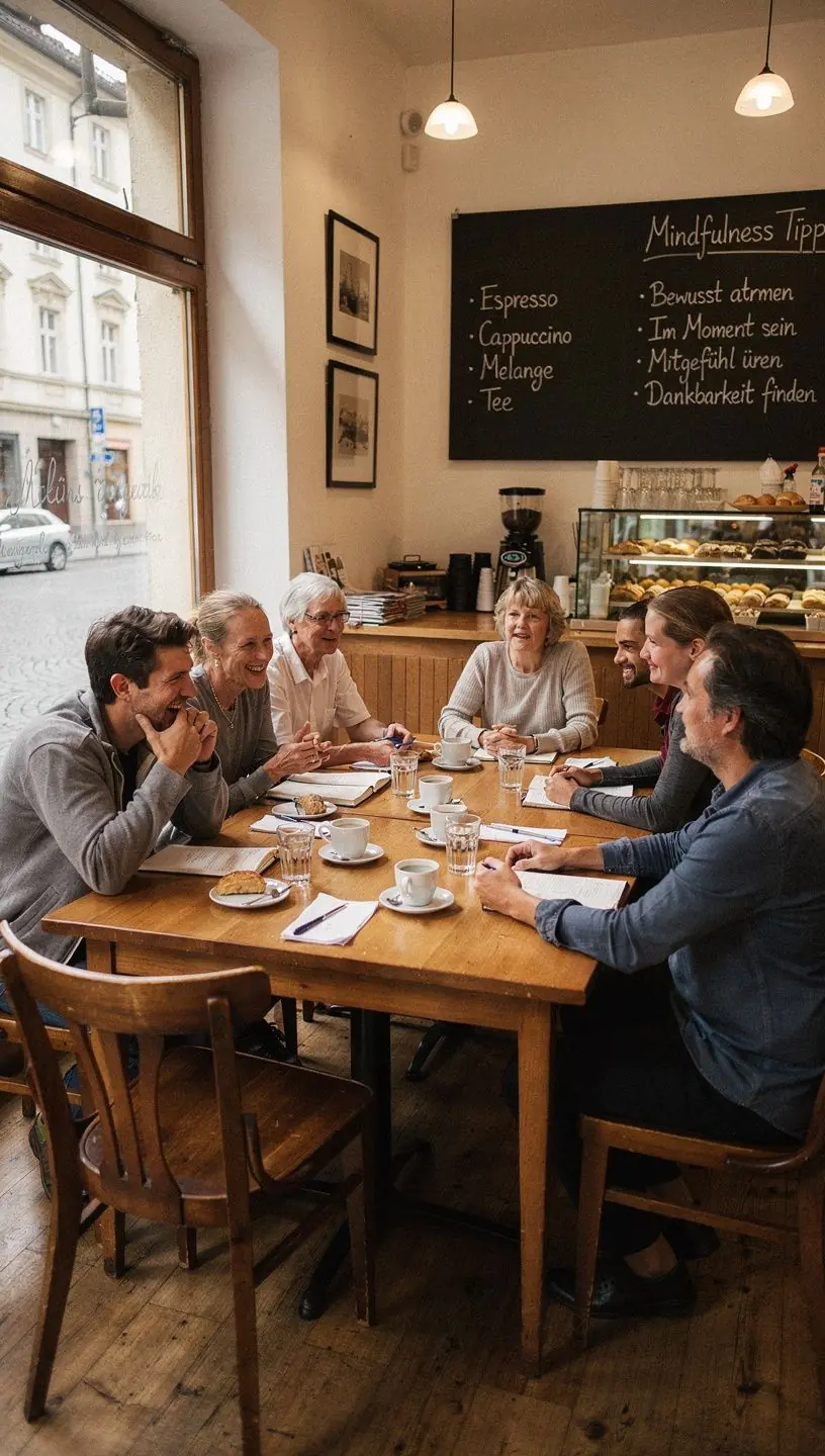 Ein erfahrener Meditationslehrer demonstriert Atemtechniken in einem ruhigen Raum.